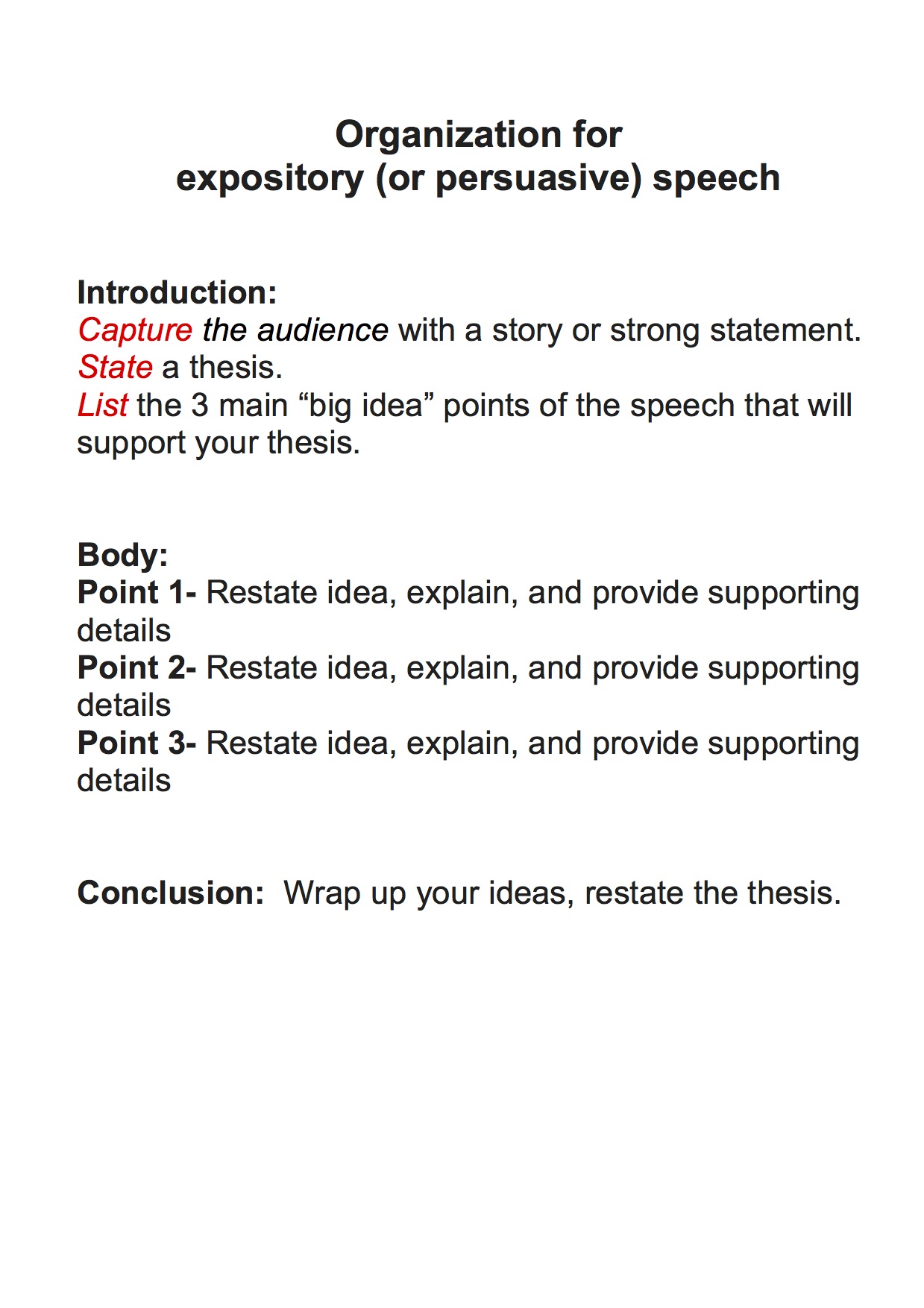 Speech example persuasive outline Speech Outline